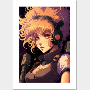 Anime Girl Space Soldier with Blond Hair Posters and Art